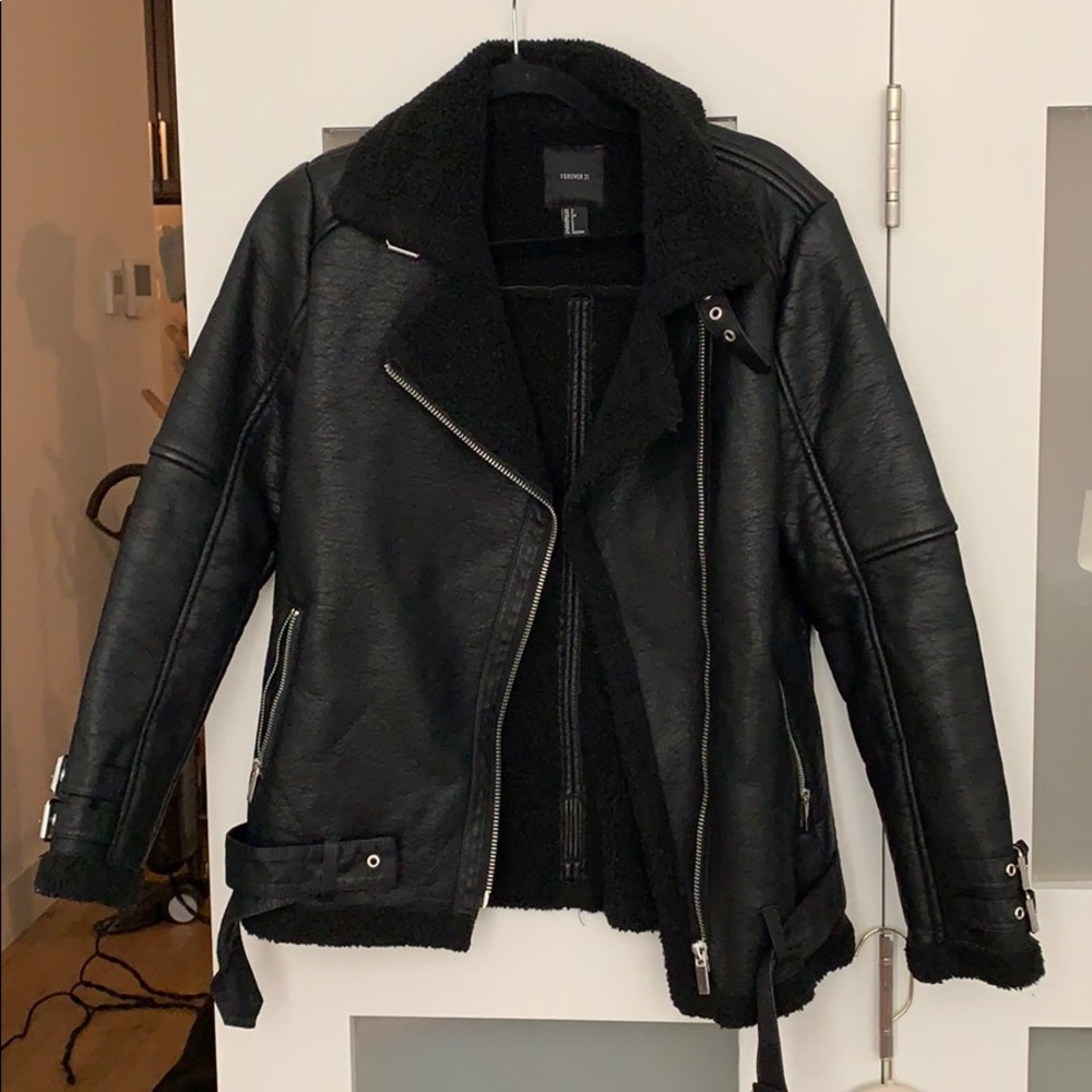 Faix leather jacket with lining - forever 21